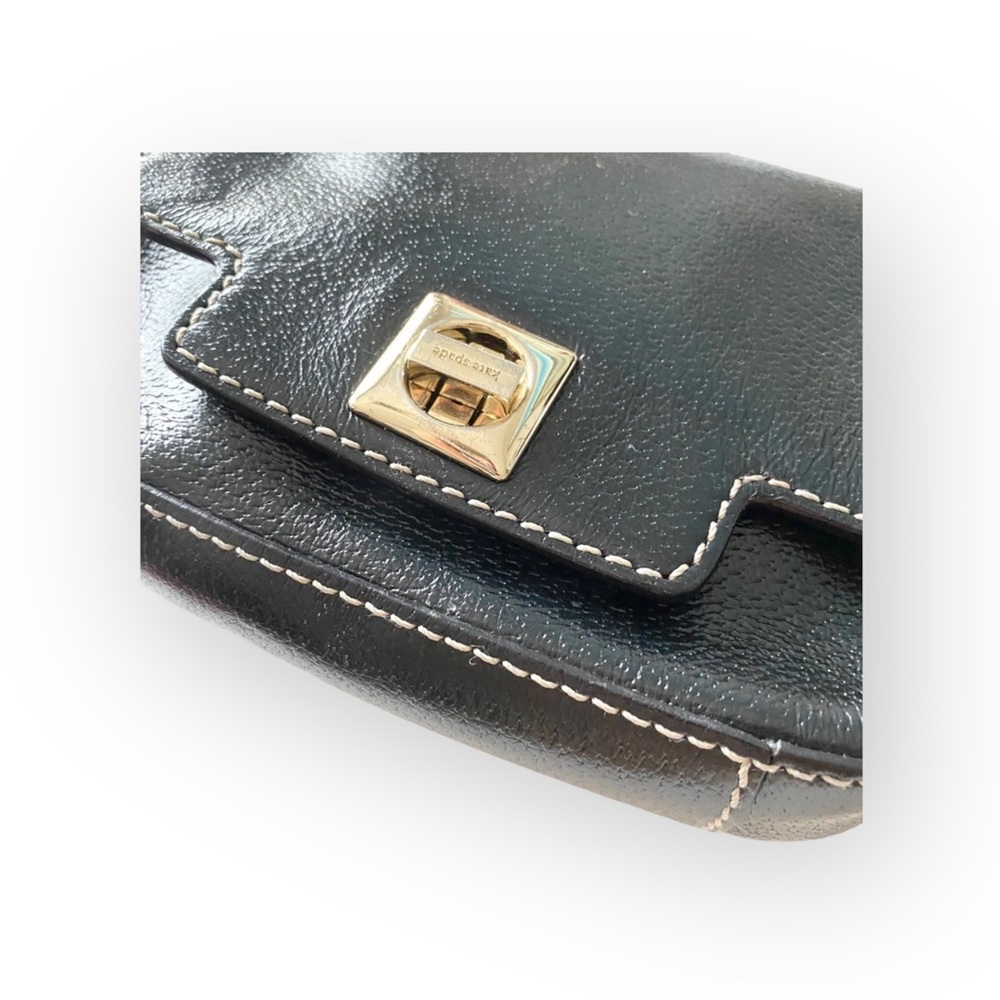 Kate Spade KSNY  Turnlock Gold Chain Handle Mini Bag Handbag  Black Leather  - Picture 8 of 16